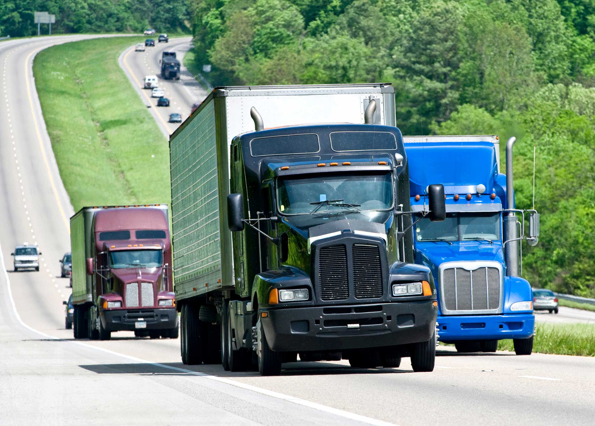 trucks on the road